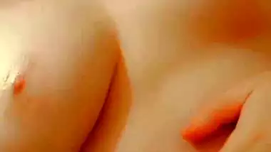 Brown hair girl cute boobs showing selfie MMS