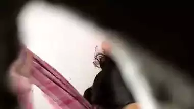 Devar hides near bathroom to see bhabhi nude bath