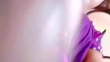 Sexy shemale masturbating and showing her big dick