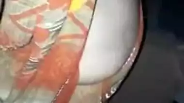 Shy Desi aunty flashes natural XXX tits to lover in darkened hall