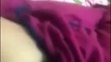 Naughty Desi horny girl sucking her own XXX boobs on camera