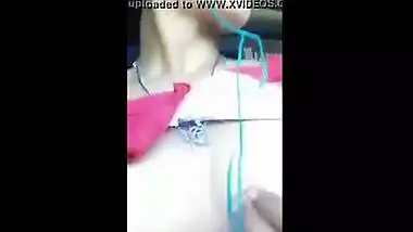 Beautiful teen plays with her firm boobs while on a video call with lover