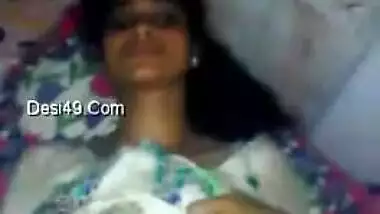 Indian fellow plays with GF's juicy XXX tits until she notices camera