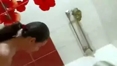 Big boobs sister bathing caught on cam by brother