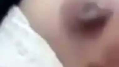 Cute expression during topless boobs show by Indian girl