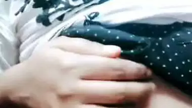 Desi girl in glasses plays with her soft boobs