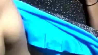 Whore is talking on the phone while lover is touching her Desi vag