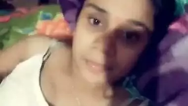Beautiful Indian Cute Collage Girl Showing Boobs And Pussy & Fingering For Bf With Talk