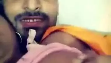 Indian uncovers her full XXX tits for sex partner who touches them